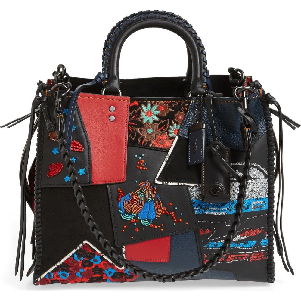 Coach  Rogue Patchwork whipstitch Leather Satchel